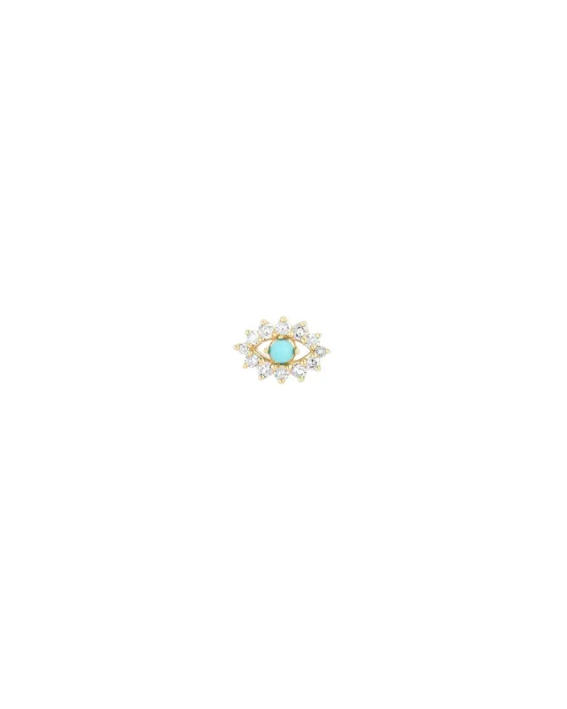 Turquoise + Diamond Evil Eye Stud sold by Blue Ruby