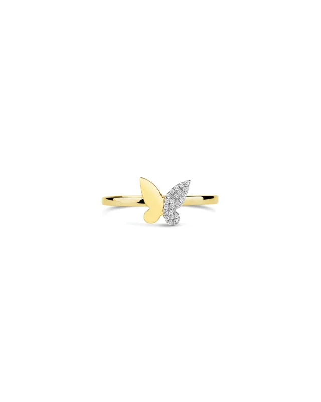 Half Pavé Butterfly Ring sold by Blue Ruby