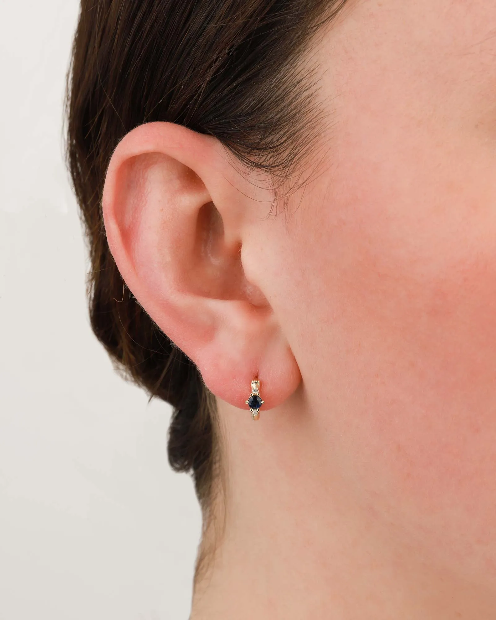 Sapphire + Diamond Trio Huggie Hoops sold by Blue Ruby product image thumbnail 2