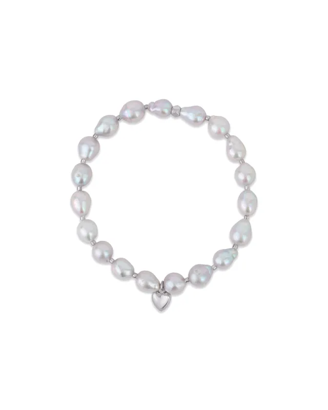Pearl Miyuki Heart Drop Bracelet | 6mm sold by Blue Ruby