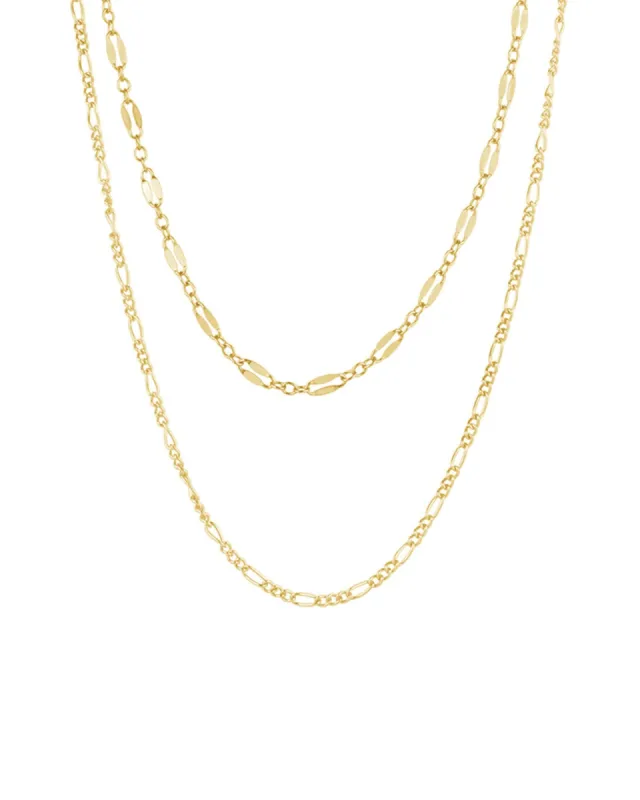 Two Row Small Figaro + Dap Chain Necklace sold by Blue Ruby