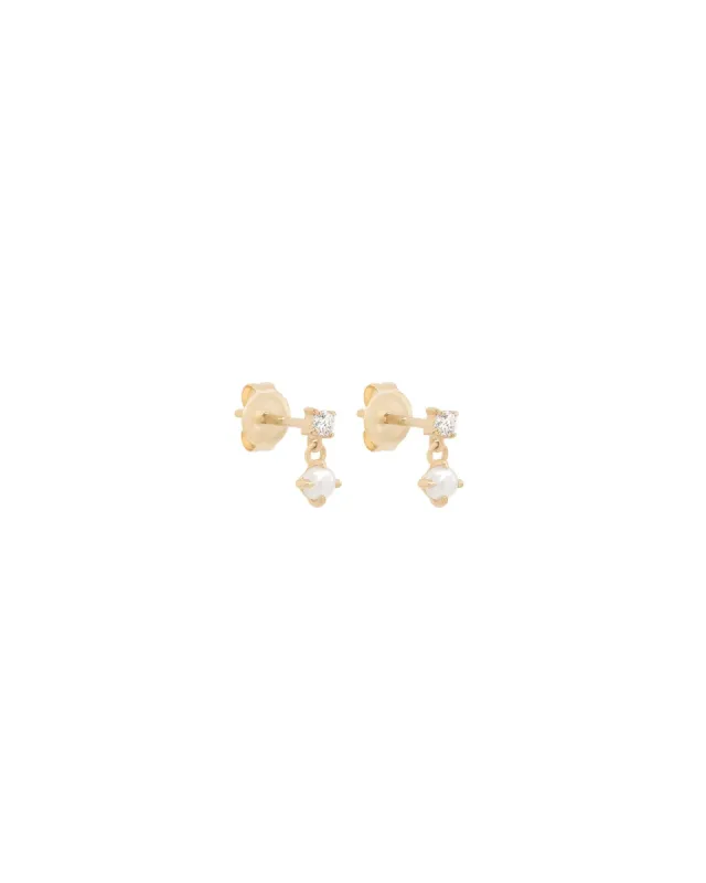 Pearl CZ Drop Studs sold by Blue Ruby