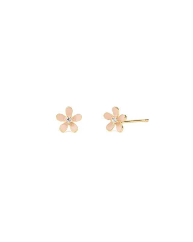 Enamel Flower CZ Studs sold by Blue Ruby