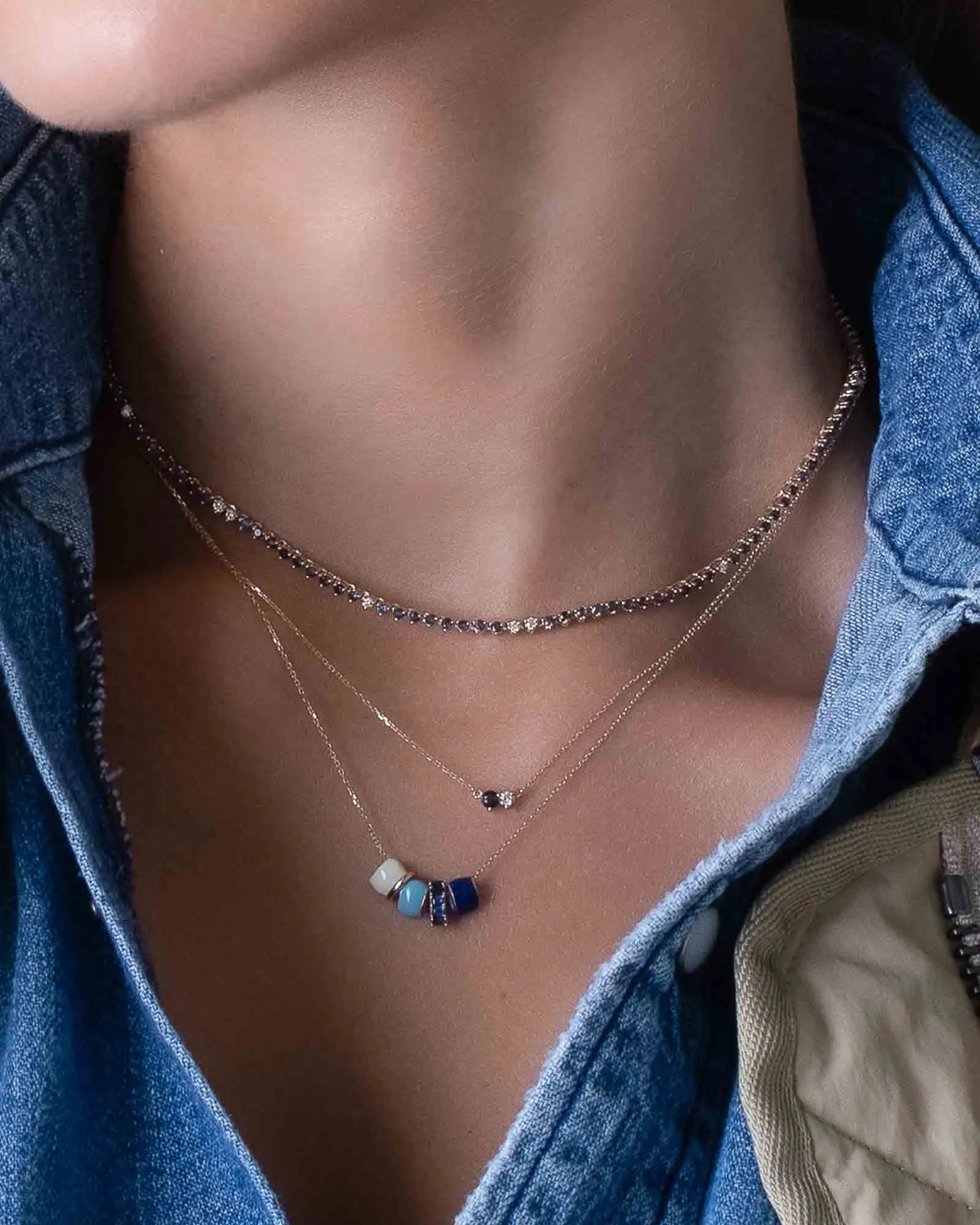 Diamond Sapphire Amigos Necklace sold by Blue Ruby product image thumbnail 4