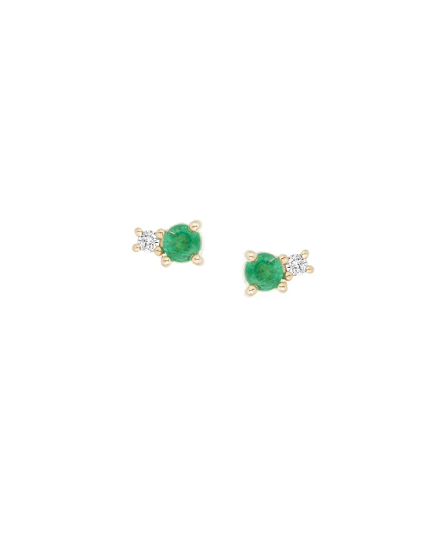 Emerald + Diamond Amigos Studs sold by Blue Ruby