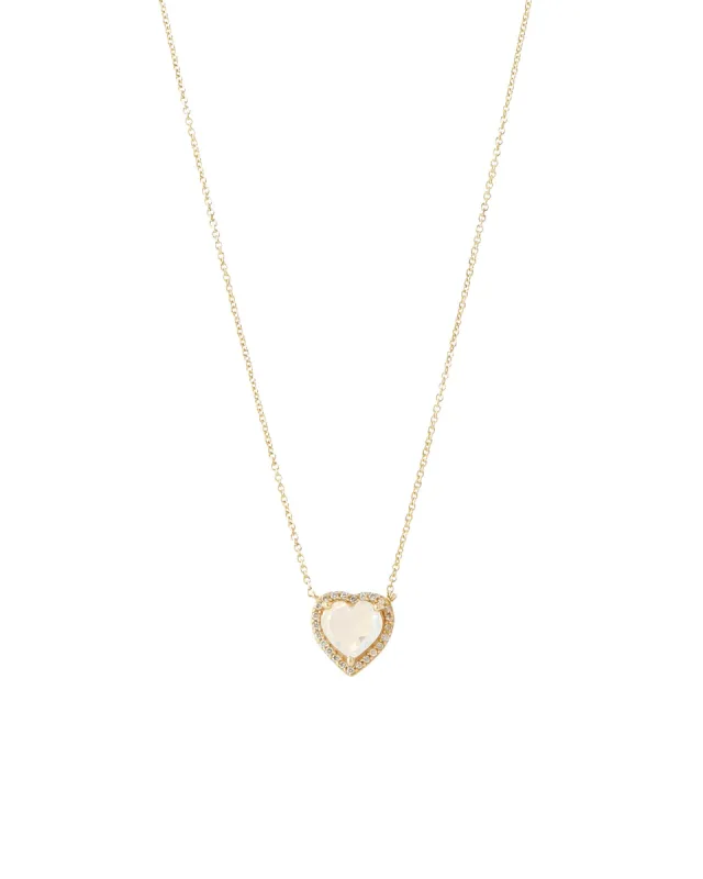 Heart Diamond Moonstone Halo Necklace sold by Blue Ruby