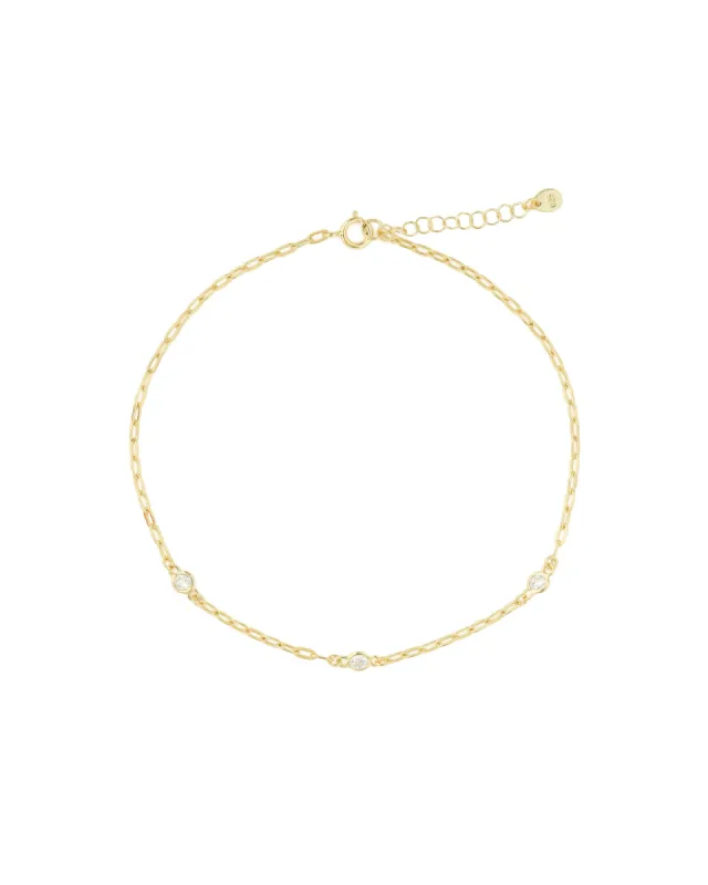 3 CZ Paperclip Chain Anklet sold by Blue Ruby