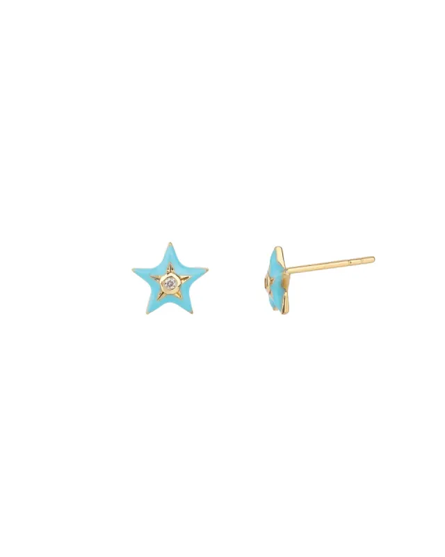 Enamel Star Diamond Studs sold by Blue Ruby