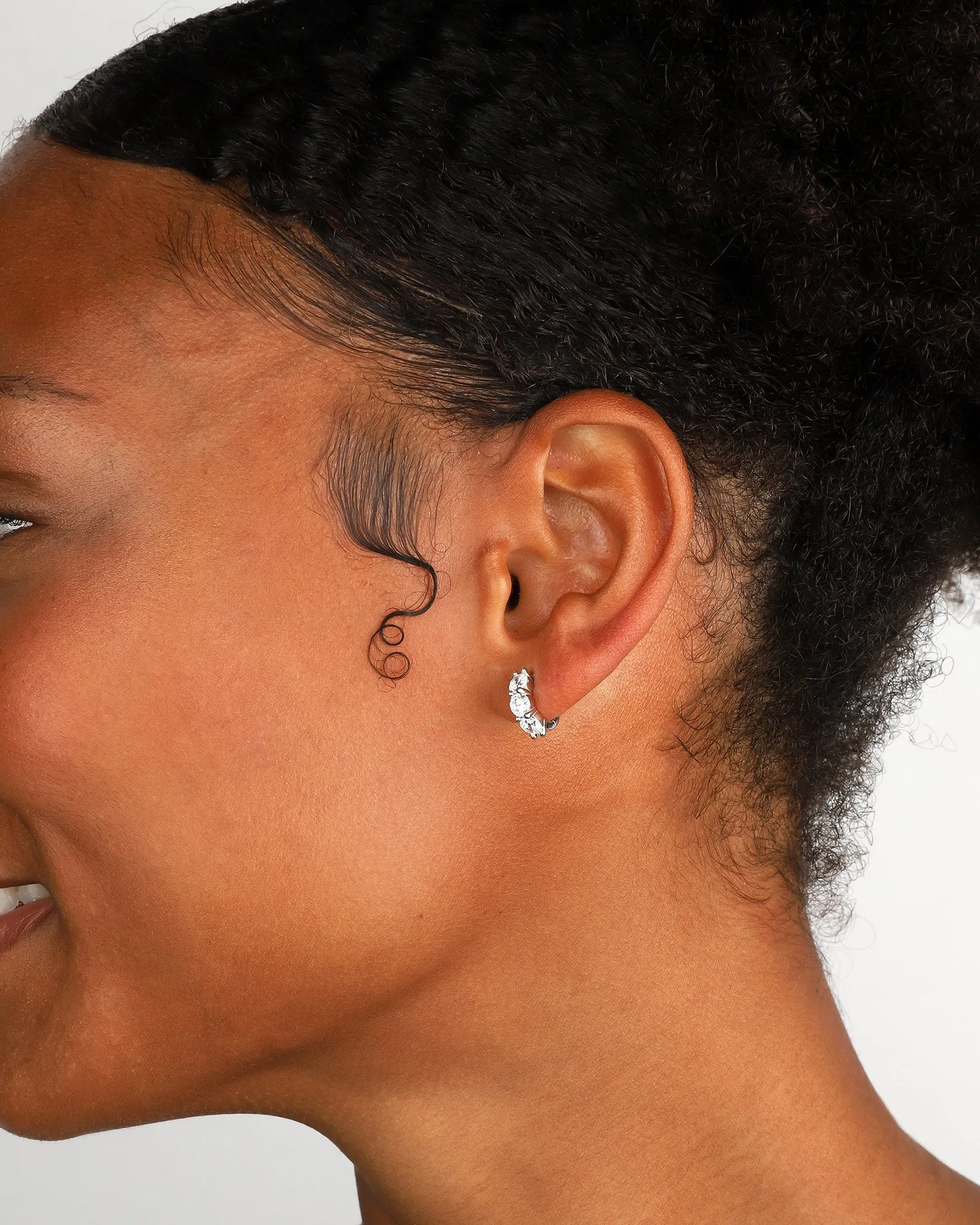 Trio CZ Prong Huggies | 11mm sold by Blue Ruby product image thumbnail 2