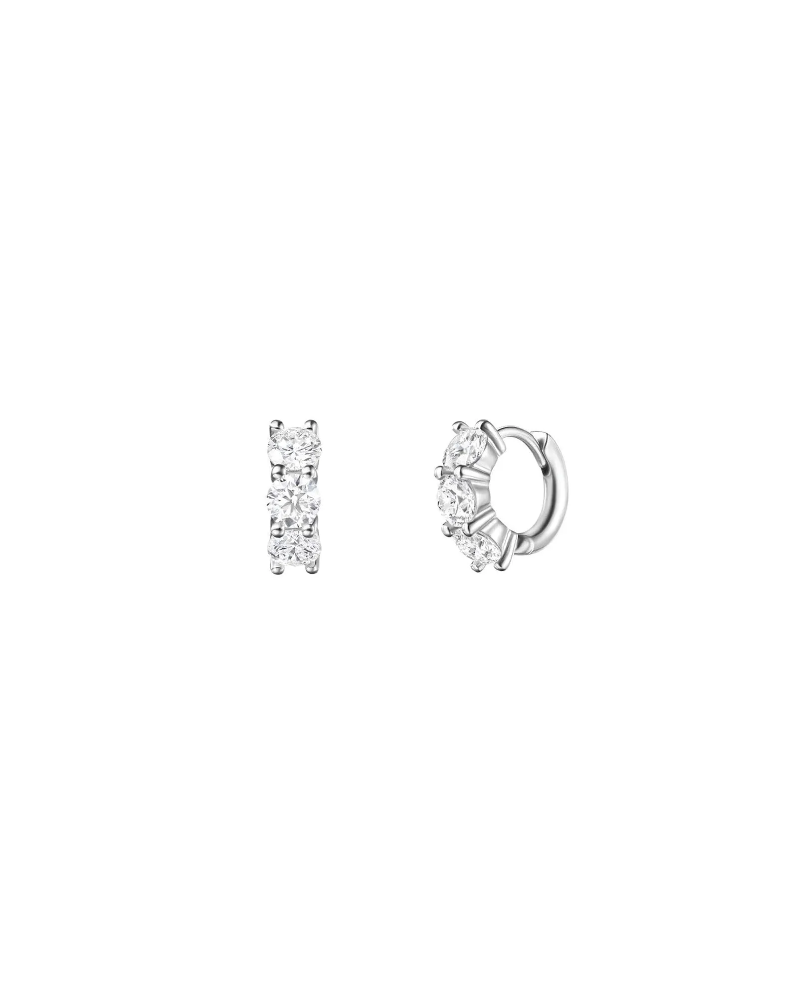 Trio CZ Prong Huggies | 11mm sold by Blue Ruby