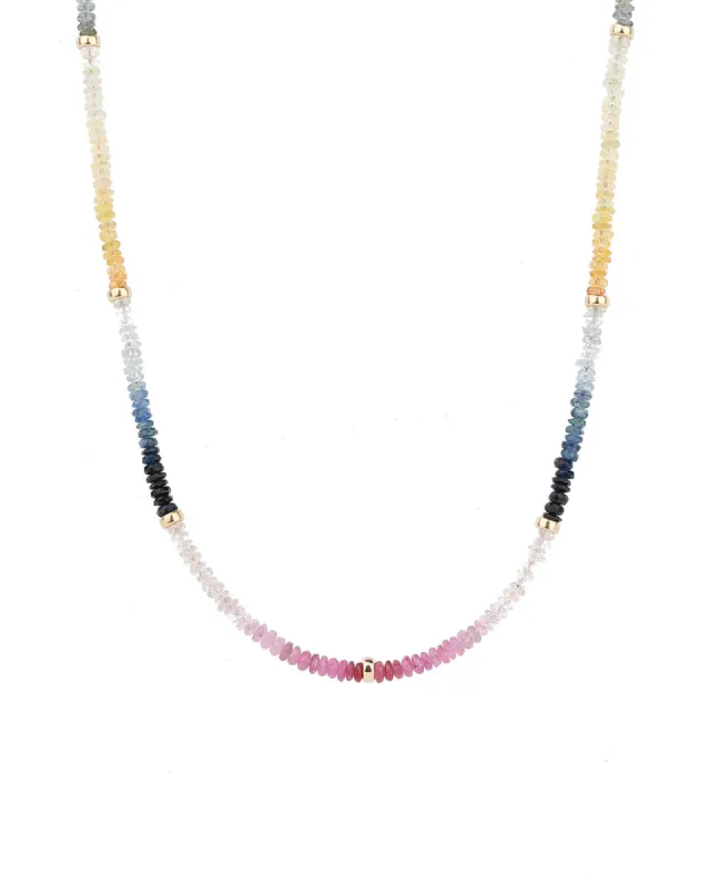 Sapphire Mix Multi Rondelle Necklace sold by Blue Ruby