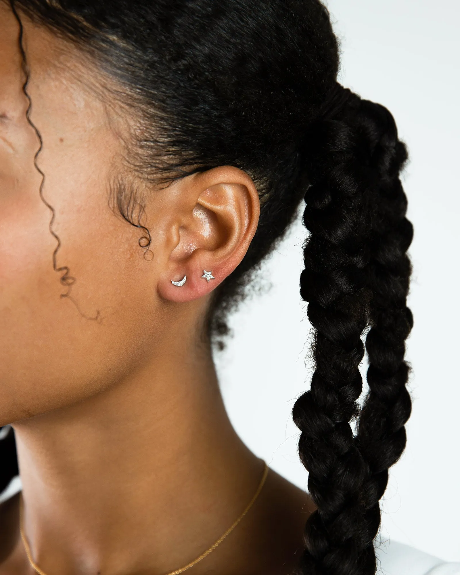 Small Moon Pavé Diamond Stud sold by Blue Ruby product image thumbnail 2