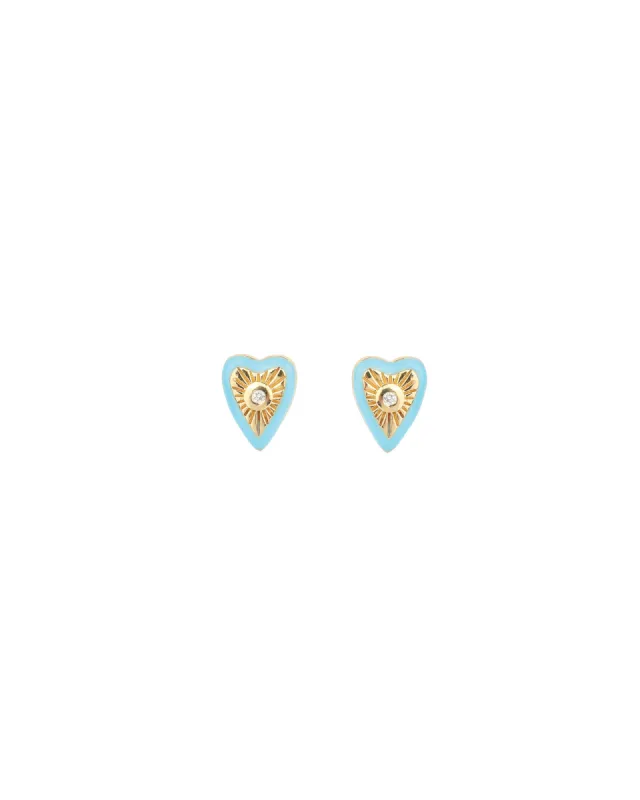 Enamel Diamond Heart Studs sold by Blue Ruby