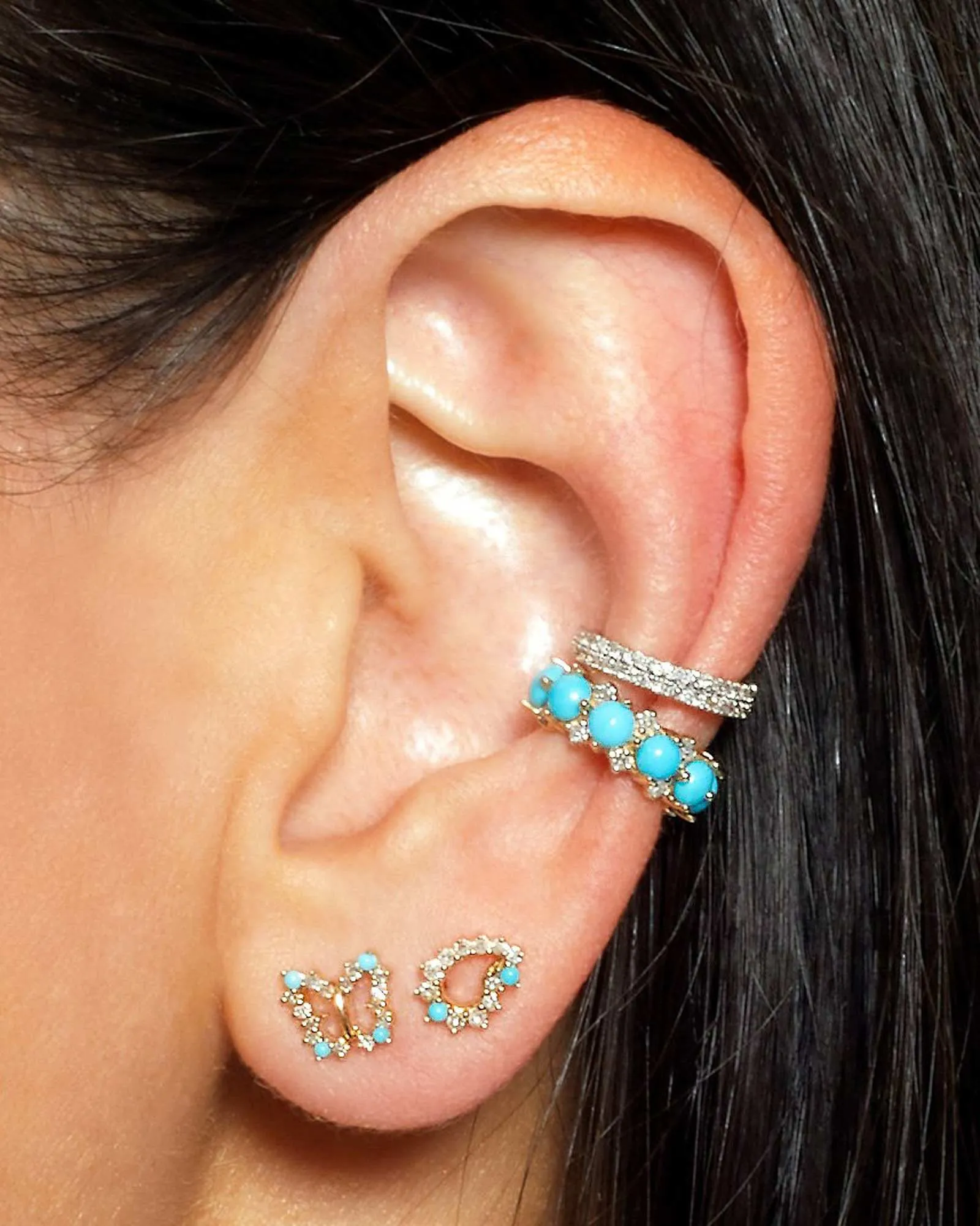 Turquoise + Diamond Butterfly Stud sold by Blue Ruby product image thumbnail 2