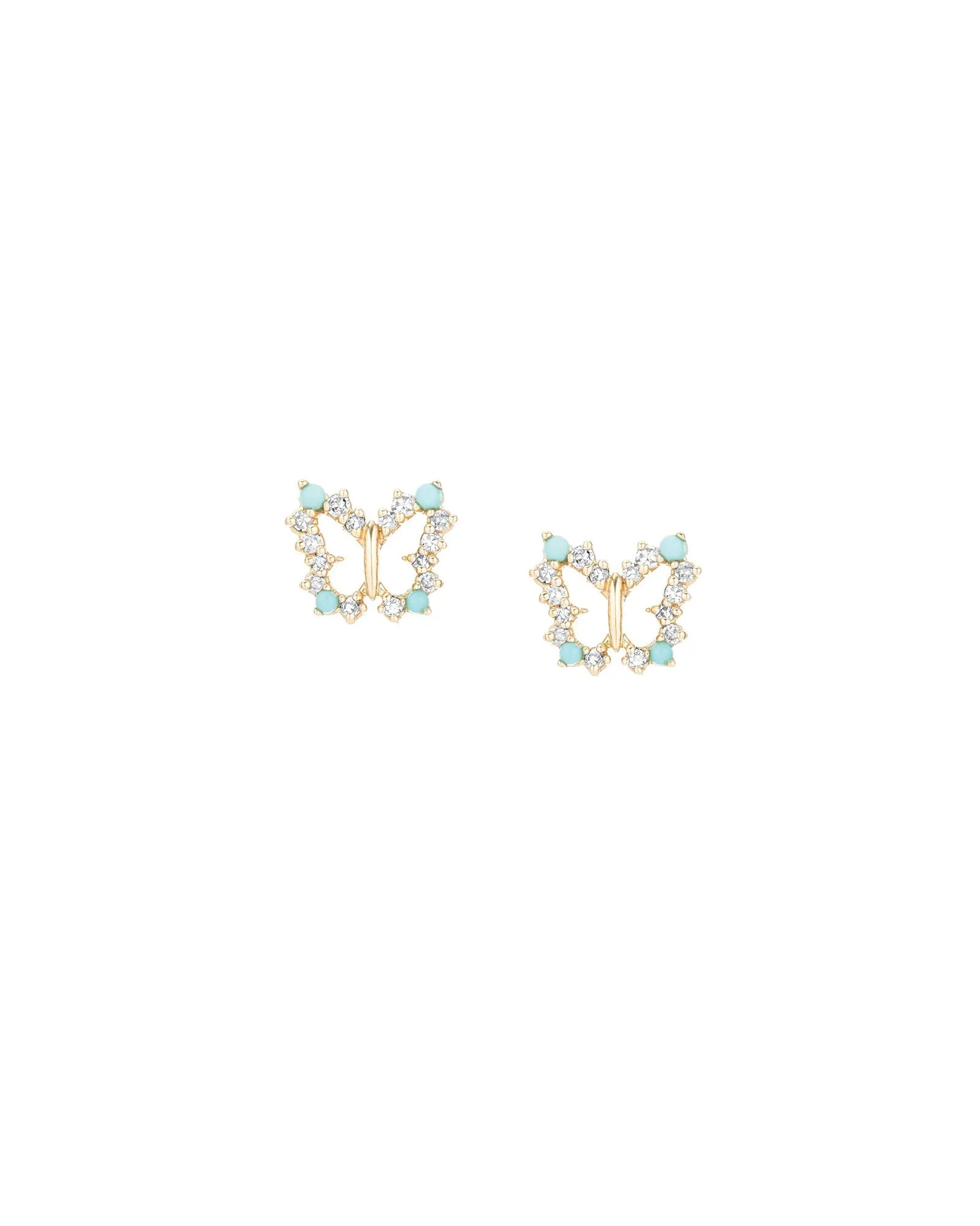 Turquoise + Diamond Butterfly Stud sold by Blue Ruby product image thumbnail 3