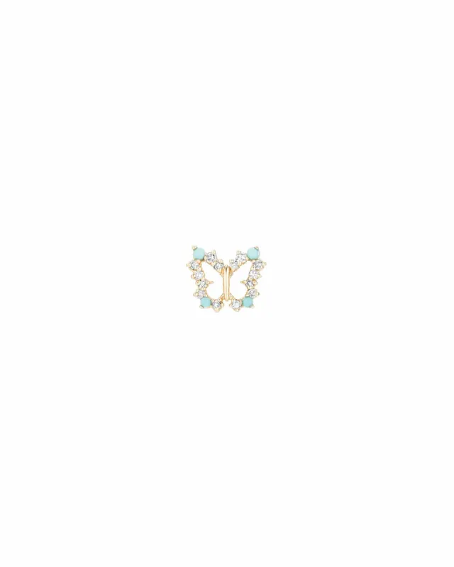 Turquoise + Diamond Butterfly Stud made by Adina Reyter