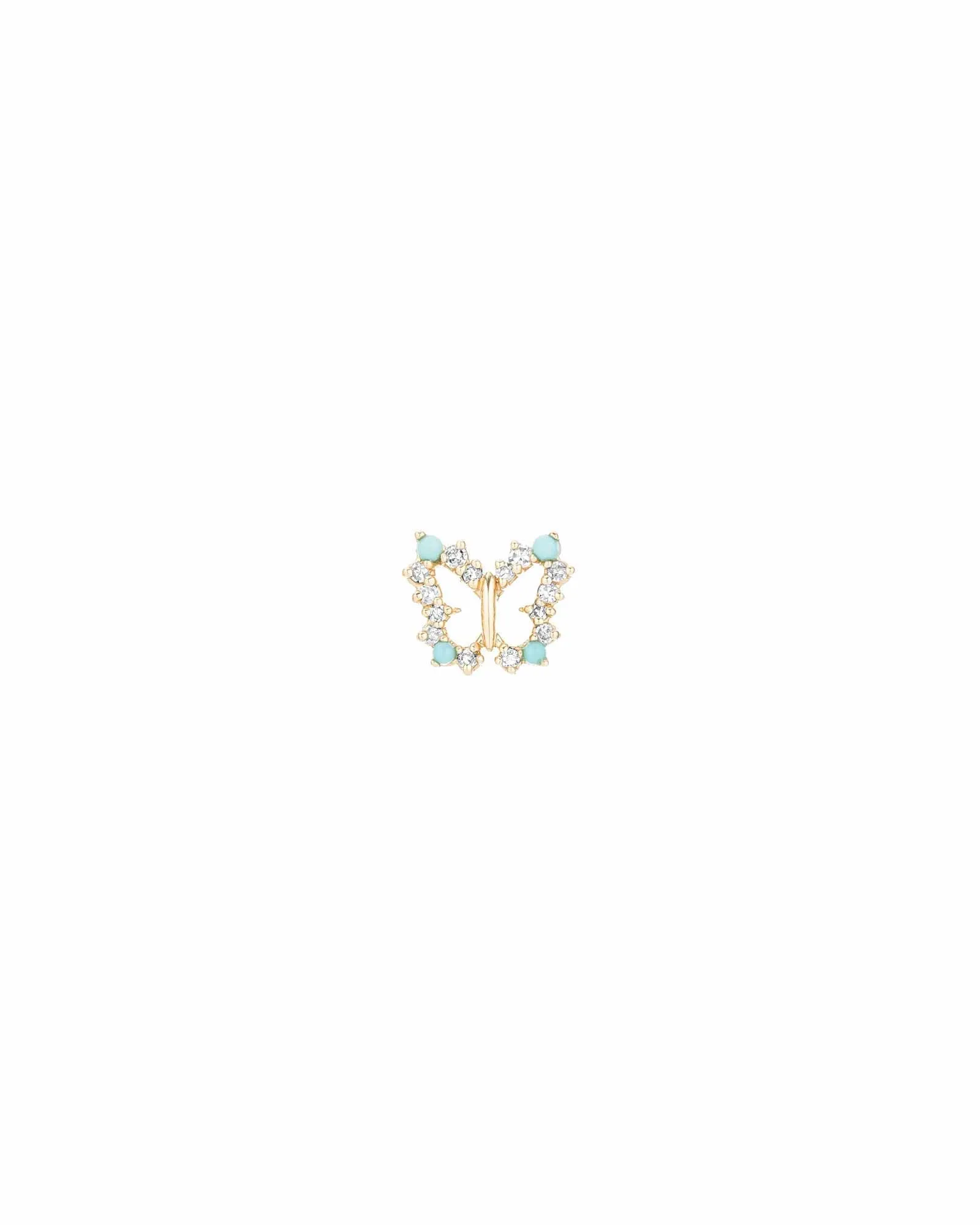 Turquoise + Diamond Butterfly Stud sold by Blue Ruby