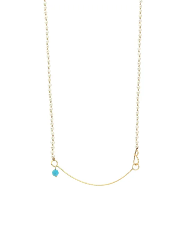 Gold Bar + Pearl Necklace sold by Blue Ruby
