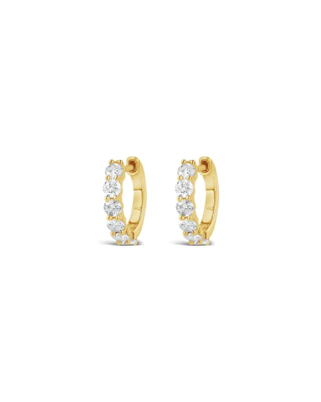 Prong Diamond Huggies | 13mm sold by Blue Ruby