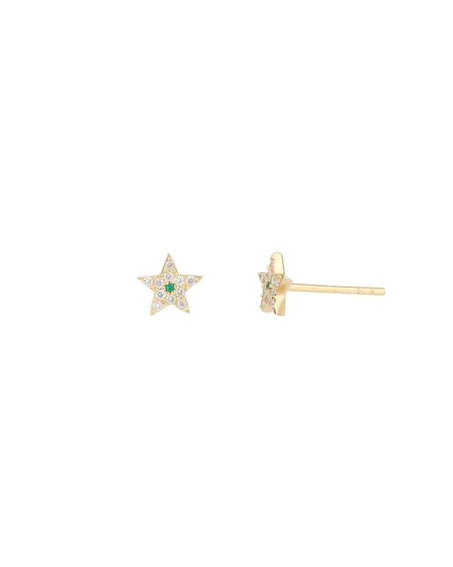 Pavé Emerald Star Studs sold by Blue Ruby