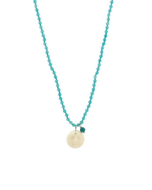 Agate Moon Drop Diamond Necklace sold by Blue Ruby