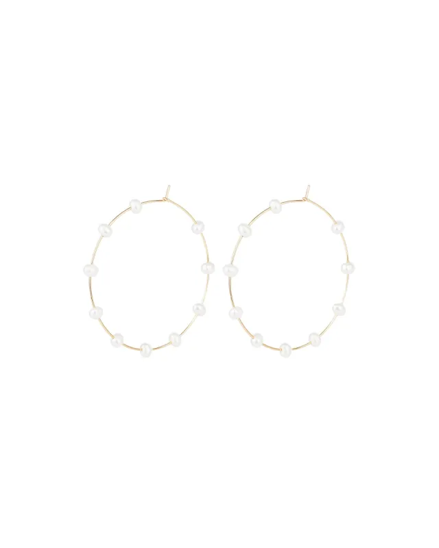 Station Pearl Hoop | 45mm sold by Blue Ruby
