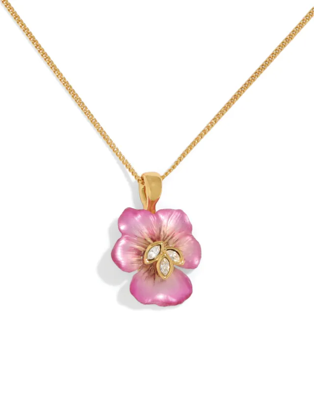 Pansy Lucite Petite Pendant Necklace | Morning Pansy sold by Blue Ruby