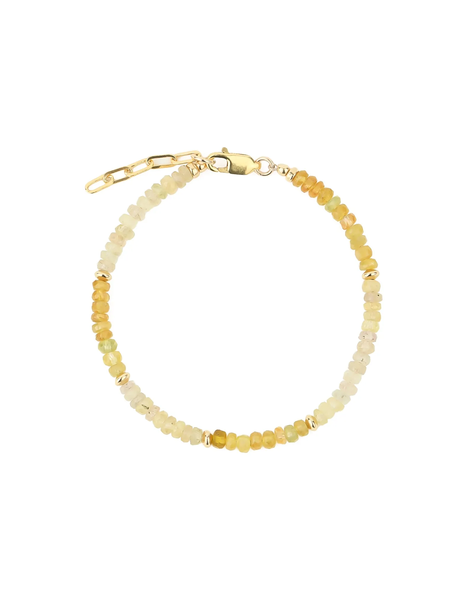 Mixed Yellow Sapphire Five Saucer Bracelet | 4mm sold by Blue Ruby