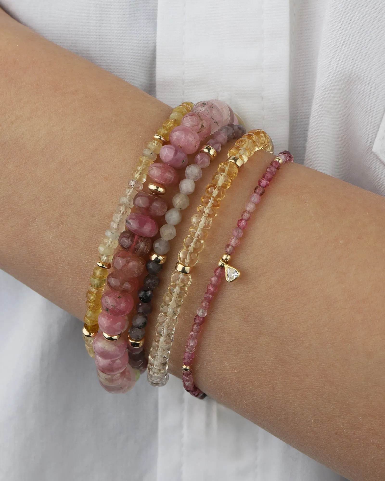 Mixed Yellow Sapphire Five Saucer Bracelet | 4mm sold by Blue Ruby product image thumbnail 3