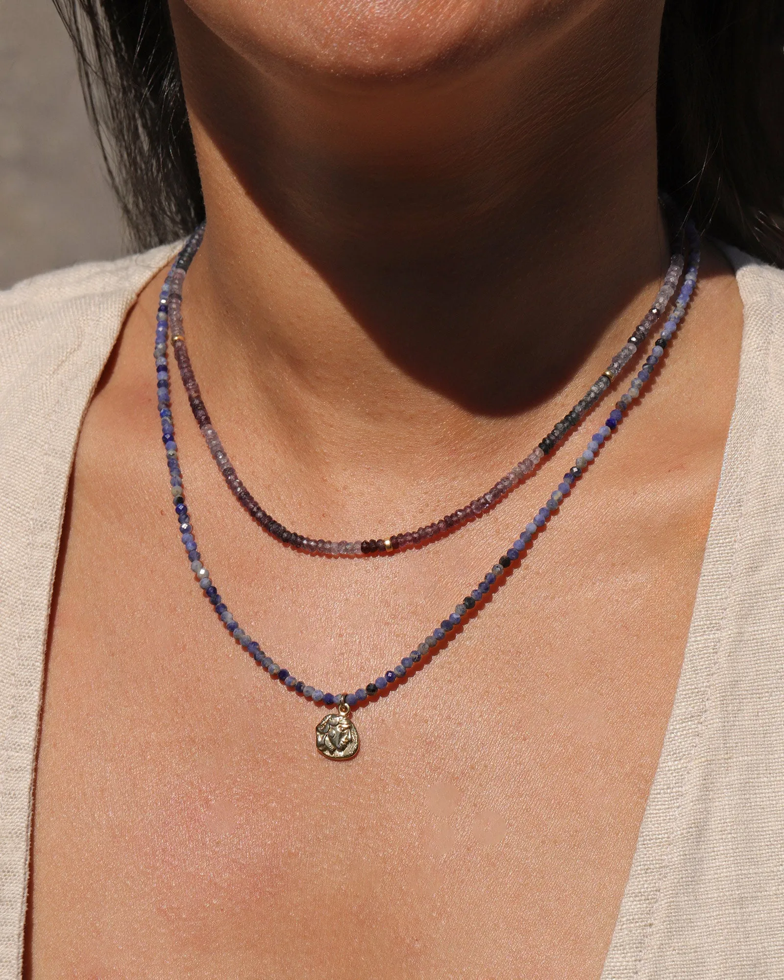 Sodalite Coin Charm Necklace | 3mm sold by Blue Ruby product image thumbnail 2