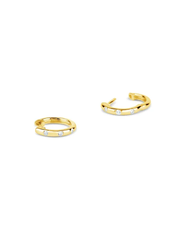 Three Diamond Huggies | 11mm sold by Blue Ruby