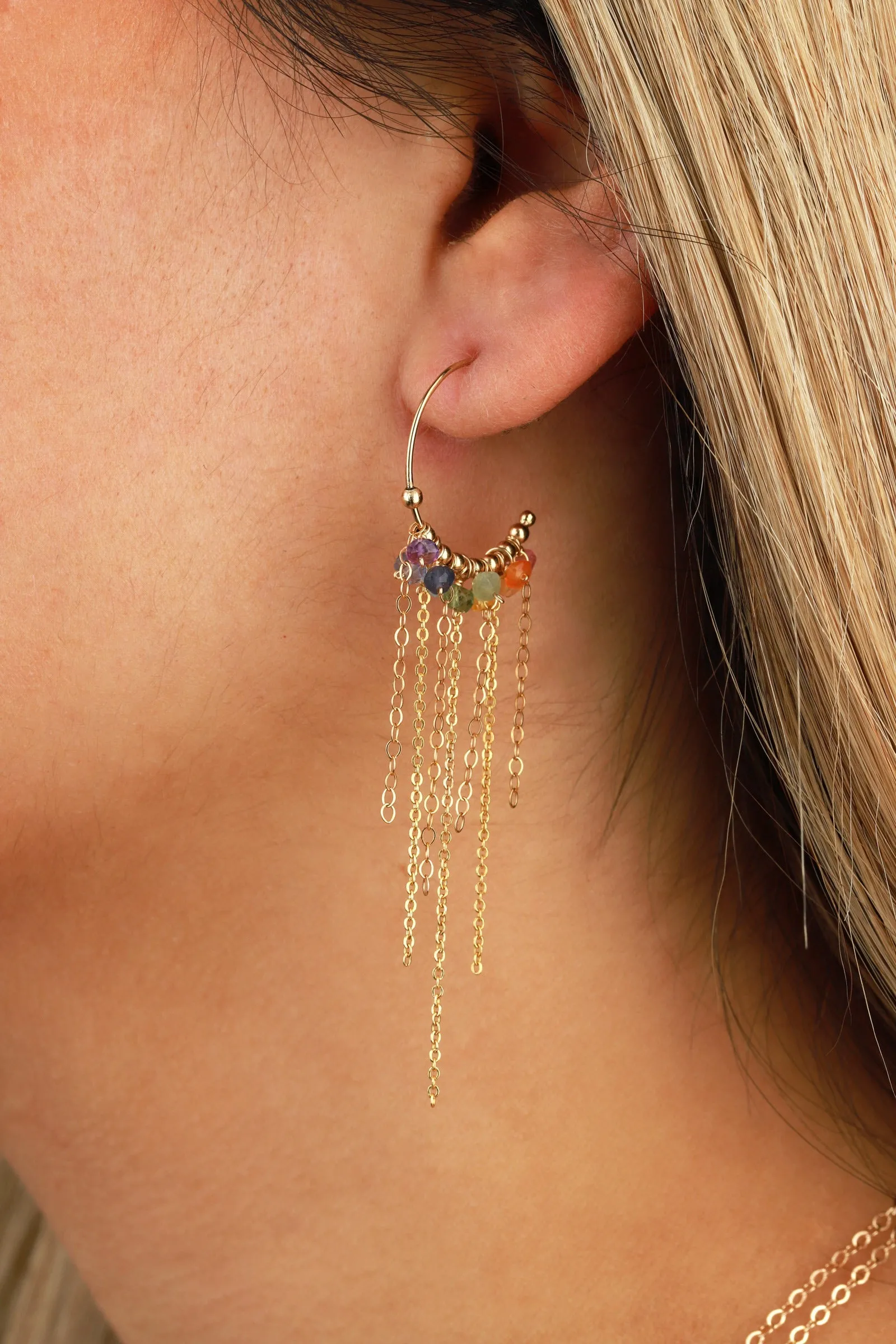 Chain Stone Drop Hoops sold by Blue Ruby product image thumbnail 2
