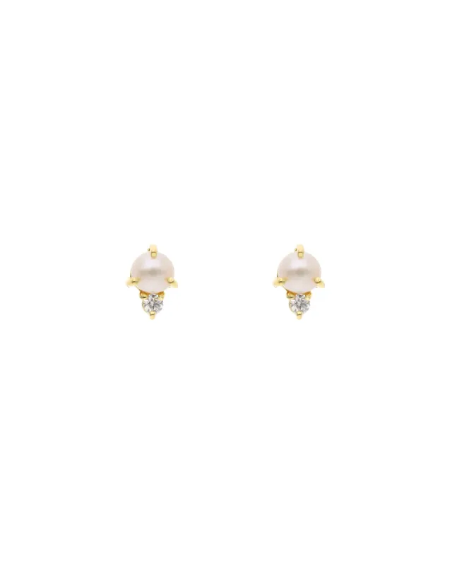 Pearl + CZ Studs sold by Blue Ruby