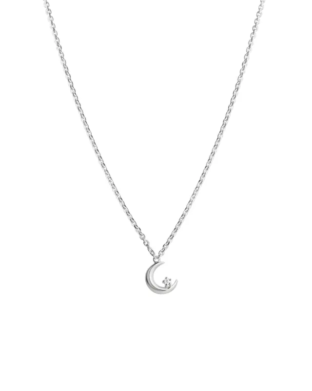 Moon + CZ Necklace sold by Blue Ruby