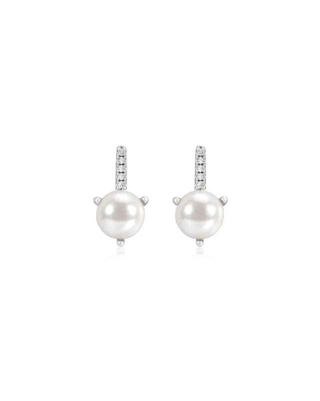 Pavé Post Pearl Studs sold by Blue Ruby