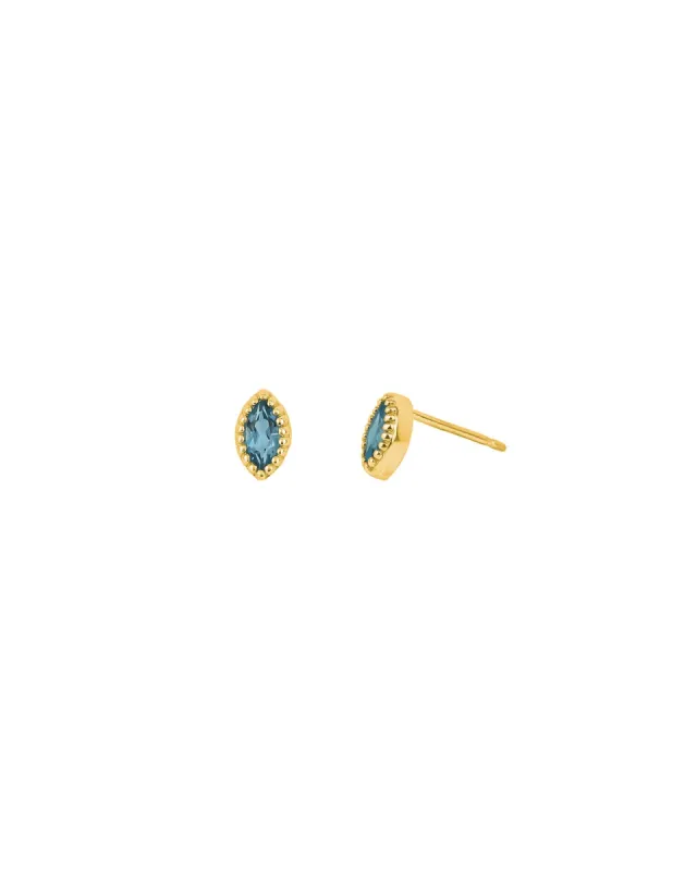 Stone Milgrain Marquise Studs sold by Blue Ruby