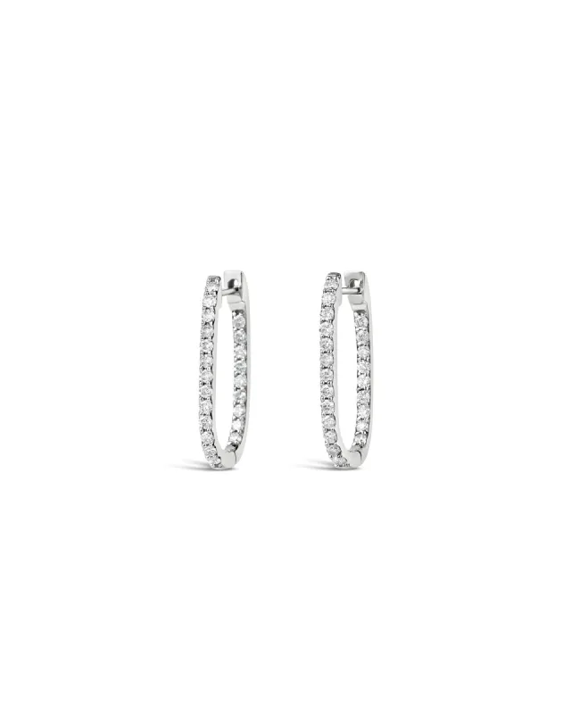 Rectangular Pavé Double Vision Huggies sold by Blue Ruby