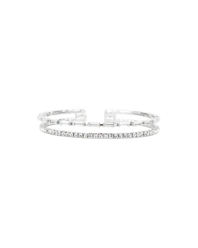 2 Row Crystal & CZ Baguette Cuff sold by Blue Ruby