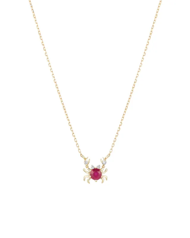 Tiny Ruby + Diamond Crab Necklace sold by Blue Ruby