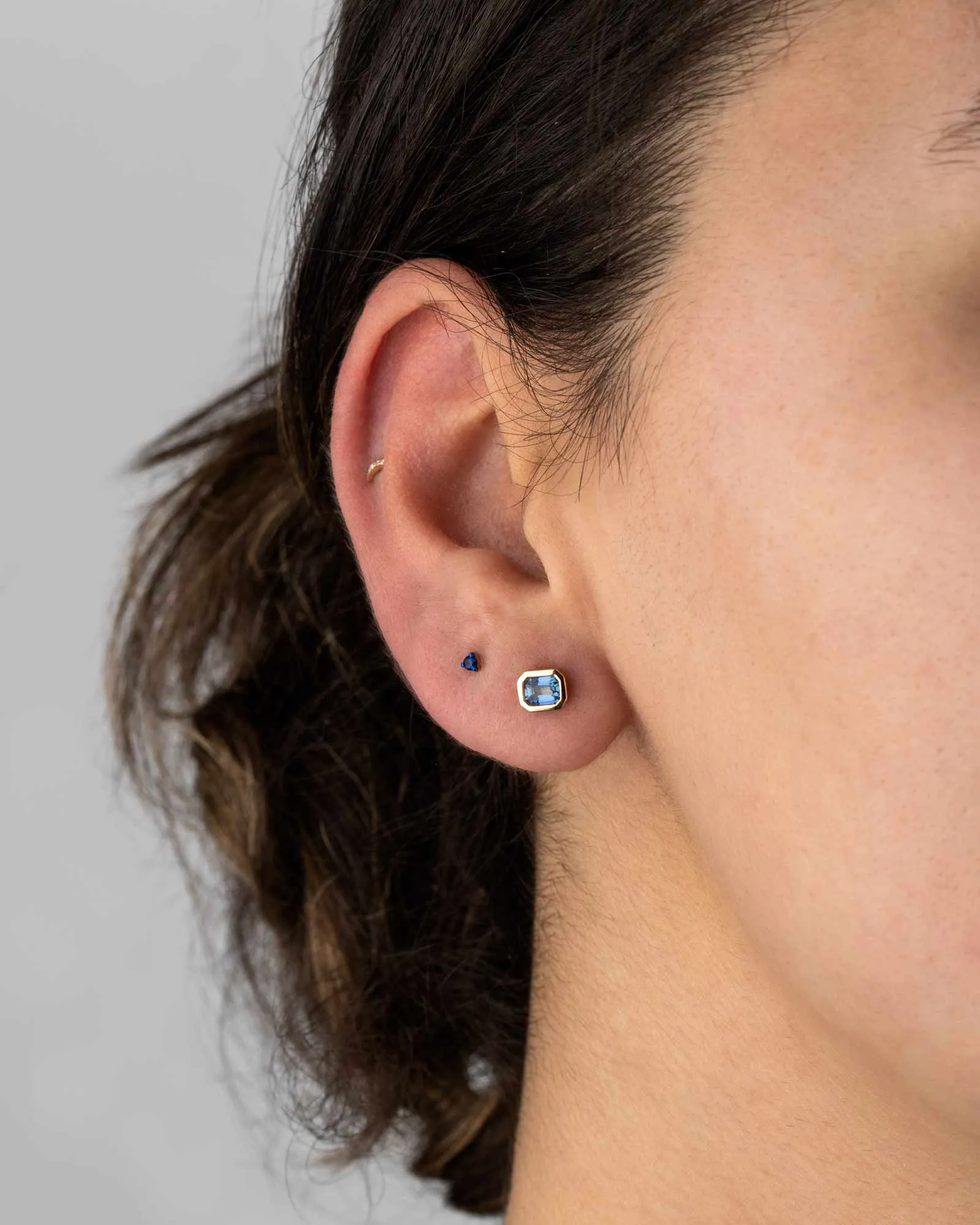 Emerald Cut Blue Sapphire Studs sold by Blue Ruby product image thumbnail 2