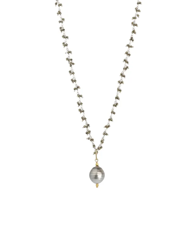 Multi Stone Tahitian Pearl Chain Necklace sold by Blue Ruby