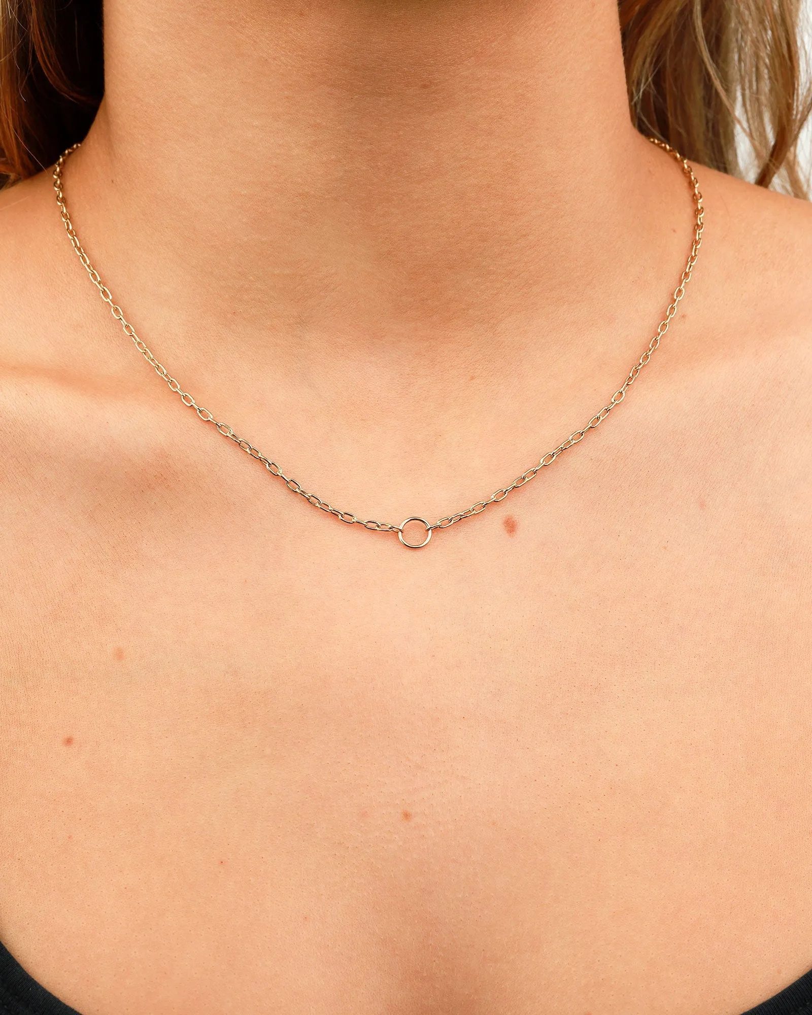 Circle Pendant Small Square Oval Link Chain Necklace sold by Blue Ruby product image thumbnail 2