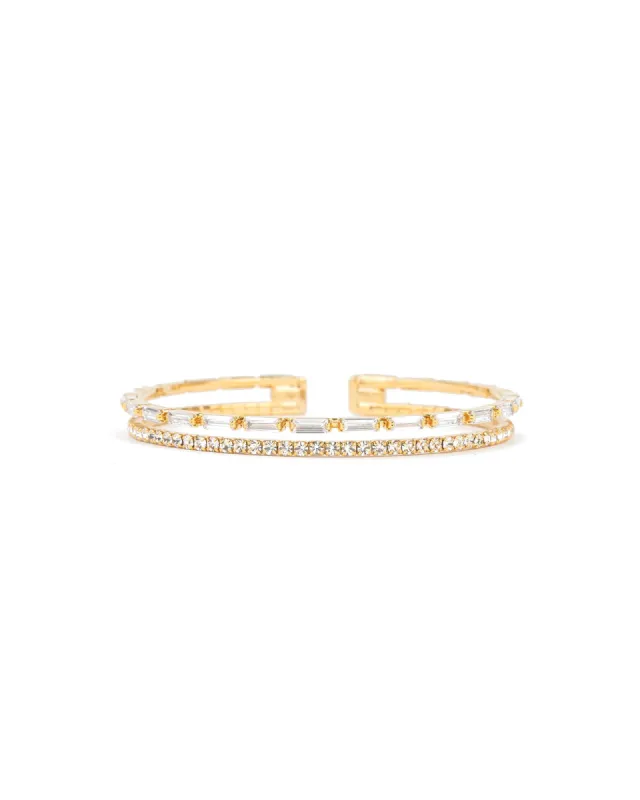 2 Row Crystal & CZ Baguette Cuff sold by Blue Ruby