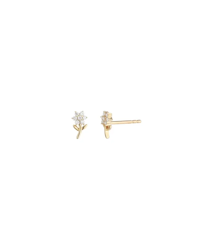 Tiny Daisy Pavé Studs sold by Blue Ruby