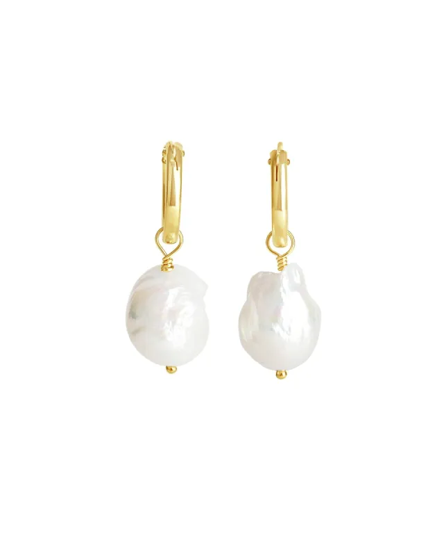 Large Pearl Drop Hoops sold by Blue Ruby