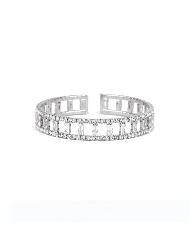 Wide Open Crystal & CZ Baguette Cuff sold by Blue Ruby