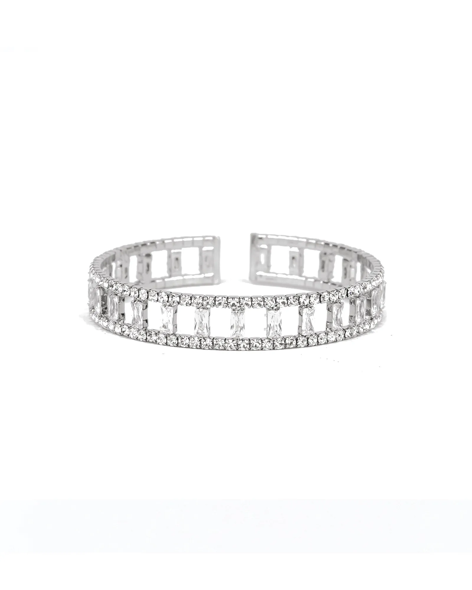 Wide Open Crystal & CZ Baguette Cuff sold by Blue Ruby