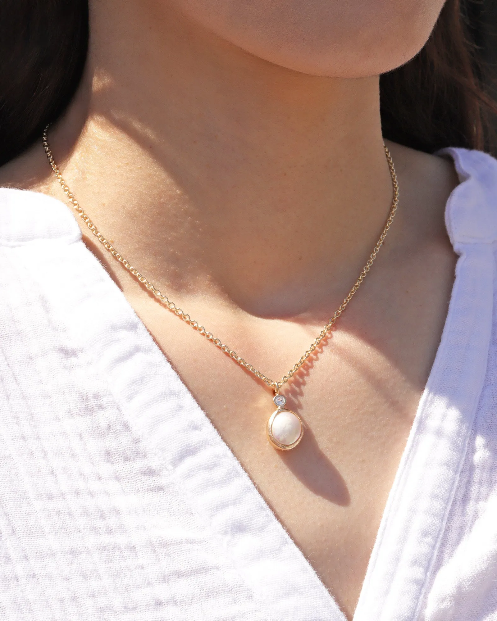 Oval Pearl + CZ Necklace sold by Blue Ruby product image thumbnail 2