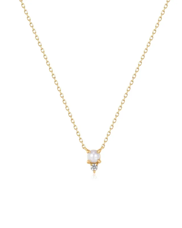 Pearl CZ Drop Necklace sold by Blue Ruby