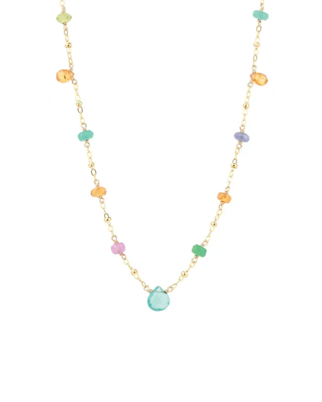 Mixed Teardrop Stone Satellite Necklace sold by Blue Ruby